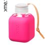 Coffee and tea - HANDMADE GLASS BOTTLE, ENERGIZED, SUSTAINABLE - SQUIREME. Y2 - The Cube - VELVETY SILICONE COVER, ECO-FRIENDLY - SQUIREME.