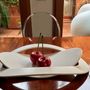Card tables - centerpiece 'Disco Lunare' white Corian fruit plate - LUNE DESIGN