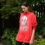 Apparel - Red Hoodie Hand Painted Skull painting UPPY  - PLACE D' UJI