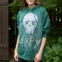 Apparel - Green Hoodie Hand Painted Skull painting UPPY - PLACE D' UJI