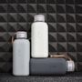 Travel accessories - HANDMADE GLASS BOTTLE  (600ml)  SQUIREME. Y1 CONCRETE SILICONE SLEEVE REUSABLE SUSTAINABLE ENERGIZED - SQUIREME.