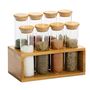 Spices - BAMBOO/GLASS SPICE RACK 8 JARS 18.5X10X16.5 CC71507 - ANDREA HOUSE