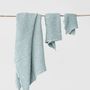 Bath towels - Dusty Blue linen waffle towel set - MAGICLINEN