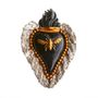 Customizable objects - LET IT BEE BLACK AND WHITE CERAMIC HEART - CUORE DI ARGILLA