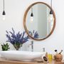 Mirrors - Stewart Modern Bevelled Wall Mirror - Natural Wood 24 Inch   - MH LONDON