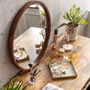 Mirrors - Stewart Modern Bevelled Wall Mirror - Walnut 24 Inch  - MH LONDON
