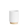 Installation accessories - Toothbrush holder in white polyresin and ash wood Ø7.5x9.5 cm BA22083 - ANDREA HOUSE