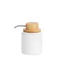 Installation accessories - Soap dispenser in white polyresin and ash wood Ø9x13 cm BA22084 - ANDREA HOUSE