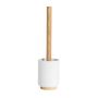 Installation accessories - Toilet brush holder in white polyresin and ash wood Ø9.5x39.5 cm BA22085  - ANDREA HOUSE