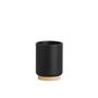 Installation accessories - Toothbrush holder in black polyresin and ash wood Ø7.5x9.5 cm BA22093  - ANDREA HOUSE