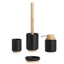 Installation accessories - Toothbrush holder in black polyresin and ash wood Ø7.5x9.5 cm BA22093  - ANDREA HOUSE