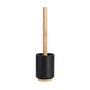 Installation accessories - Black polyresin and ash wood Toilet brush holder Ø9.5x39.5 cm BA22095 - ANDREA HOUSE