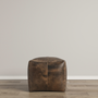 Ottomans - Harper Indoor Genuine Leather Pouf in Brown - MH LONDON