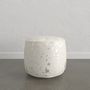 Ottomans - Carrie Round Indoor Genuine Hairon Pouf in Silver Foil - MH LONDON