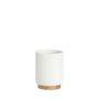 Installation accessories - White polyresin and bamboo wood Toothbrush holder Ø7x11 cm BA22153 - ANDREA HOUSE