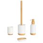 Installation accessories - Toilet brush holder in white polyresin and bamboo wood Ø10x43.5 cm BA22155  - ANDREA HOUSE
