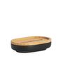 Soap dishes - Black soap dish made of polyresin and bamboo wood 13x8,5x3 cm BA22161  - ANDREA HOUSE
