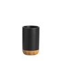 Installation accessories - Black polyresin and bamboo wood Toothbrush holder Ø7x11 cm BA22163 - ANDREA HOUSE