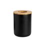 Installation accessories - Black polyresin and bamboo wood waste bin Ø19.5x25 cm/7.5 L BA22166  - ANDREA HOUSE