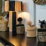 Table lamps - ROSY - Natural and Black Raffia Bedside Lamp - L'ATELIER DES CREATEURS