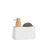Kitchen utensils - Ceramic and bamboo soap dispenser with scrubber 17.5x7.5x16 cm CC22185  - ANDREA HOUSE