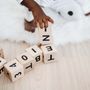 Toys - Alphabet Blocks - Ten wooden alphabet blocks in a cotton linen sack - OOH NOO