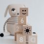 Toys - Math Blocks  - Ten wooden math-themed blocks with emojis in a cotton linen sack - OOH NOO
