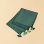 Flatware - 4 NAPKINS - GREEN WITH POMPONS AND EMBROIDERY - MIA ZIA