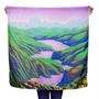 Scarves - Square silk scarf, collection “Les Rêves Martiens”, green and purple - CÉLINE DOMINIAK