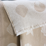 Throw blankets - New Seashells Pure Cotton Throw - Available in Beige and Sunshine Yellow - 130 x 190 cm - J.J. TEXTILE LTD