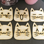 Gifts - Wooden Cat Coasters Housewarming Gift (6 pcs. set) - BHDECOR