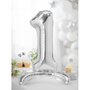 Decorative objects - Standing foil balloon Numbers from 0 to 9, silver - PARTYDECO