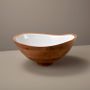 Platter and bowls - Mango Wood & White Enamel Bowls - BE HOME