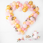 Objets de décoration - Guirlande de ballons avec cadre en forme de coeur, rose, blanc, rouge 160cm - PARTYDECO