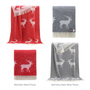 Throw blankets - Deer Pure Cotton Throw - Available in Red and Soft Grey - 130 x 190 cm - J.J. TEXTILE LTD