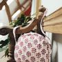 Fabric cushions - Round crossbody bag organic cotton - Pink flower - HOLI AND LOVE