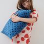 Cushions - Quilted cushion in organic cotton - Blue Heart - HOLI AND LOVE