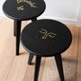 Office seating - Stool or side table ASSY - Black stained ash inlaid with brass - beautiful ass - MADEMOISELLE JO