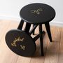 Office seating - Stool or side table ASSY - Black stained ash inlaid with brass - face - MADEMOISELLE JO