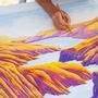 Foulards et écharpes - Foulard carré en soie, collection « Rêves Martiens », jaune orange et violet - CÉLINE DOMINIAK