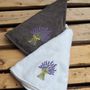 Tea towel - 45x70" Customizable Lavender Embroidered Honeycomb Tea Towel - NATURE A SUIVRE