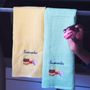 Tea towel - Customizable Macarons Embroidered Honeycomb Tea Towel 45x70cm. - NATURE A SUIVRE