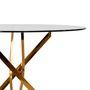 Dining Tables - Cribel Hay Table, Glass Top and Gold - CRIBEL