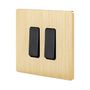 Circuit-breakers - 2 M Flat Buttons in Black on Brushed Brass Single Plate - MODELEC