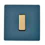 Circuit-breakers - Flat Button M in Mirror Brass Varnished on Painted Blue RL Plate - MODELEC