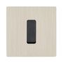Design objects - STB Raw Steel M Flat Button on Brushed Nickel Single Cover Plate - MODELEC