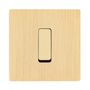 Decorative objects - Flat Button M in Brushed Brass on Single Cover Plate in Brushed Brass - MODELEC