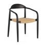 Chairs for hospitalities & contracts - Nina stool in solid acacia wood with black finish and beige paper rope seat - KAVE HOME