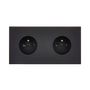 Decorative objects - Désir Sockets in Black on Horizontal Double Plate in Black Soft Touch Finish - MODELEC