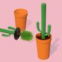 Bols - Collection Cactus : support de papier toilette Qualy, pot de fleurs, butée de porte, poubelle, brosse de toilette, bidon, cuillère, ciseaux, récipient, plateau - QUALY DESIGN OFFICIAL